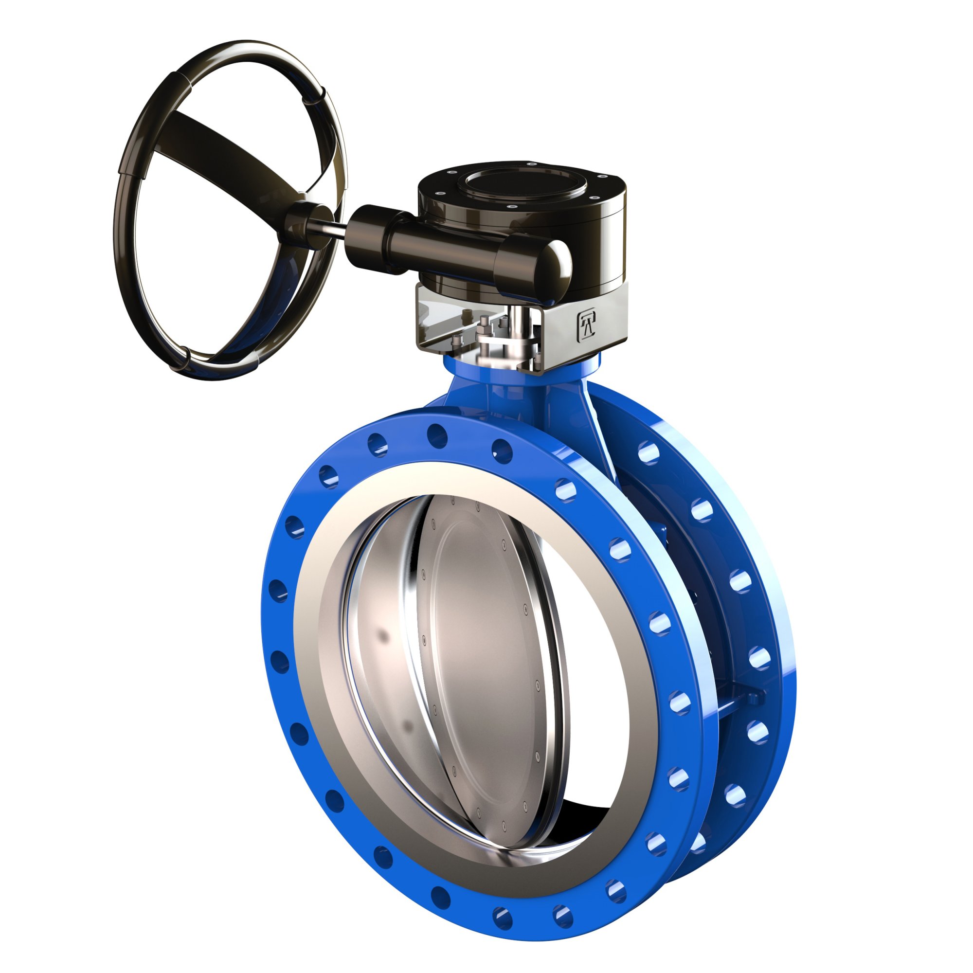Wafer type butterfly valve with double eccentricity with steel body and stainless steel disk and EPDM seat, DN2000, PN10. PA700 series bare stem